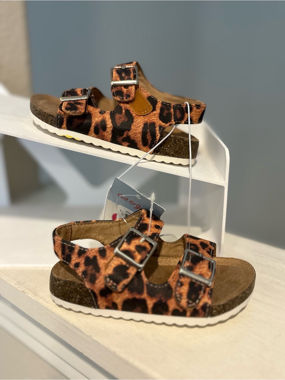 Toddler Reagan Footbed Sandals Brown Leopard Print - Cat & Jack - Size 5 NEW